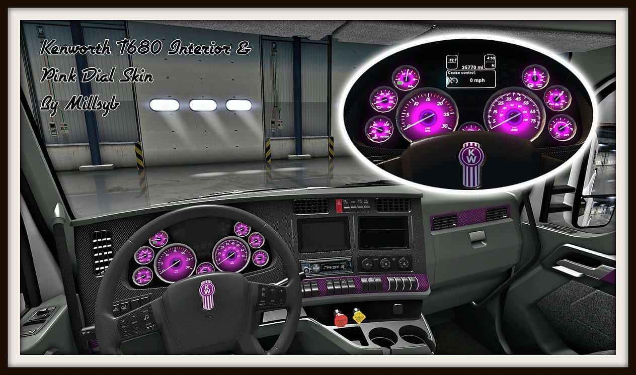 Kenworth T680 Interior Pink Dial Skin Mod American Truck