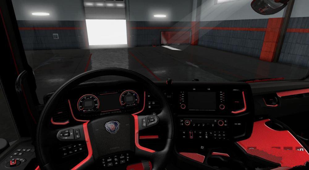 Black And Red Interior For Scania 2016 V1 0 Ets2 American