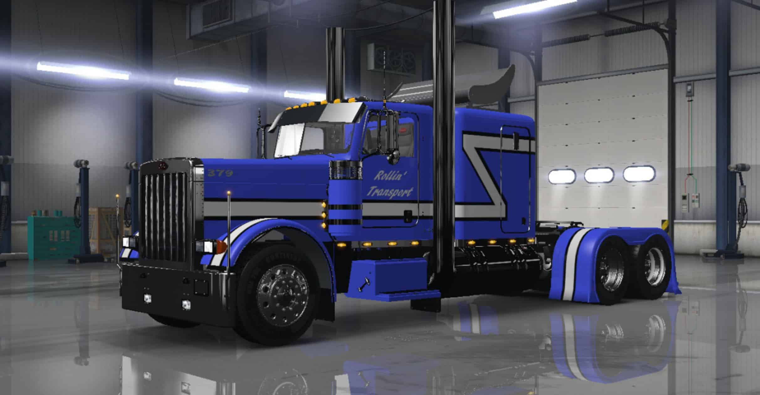 Peterbilt 379 Blue Rollin’ Transport Skin v 1.0 Mod | American Truck ...