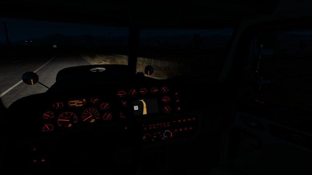 Red dashboard backlight for Peterbilt 389 | American Truck Simulator Mod