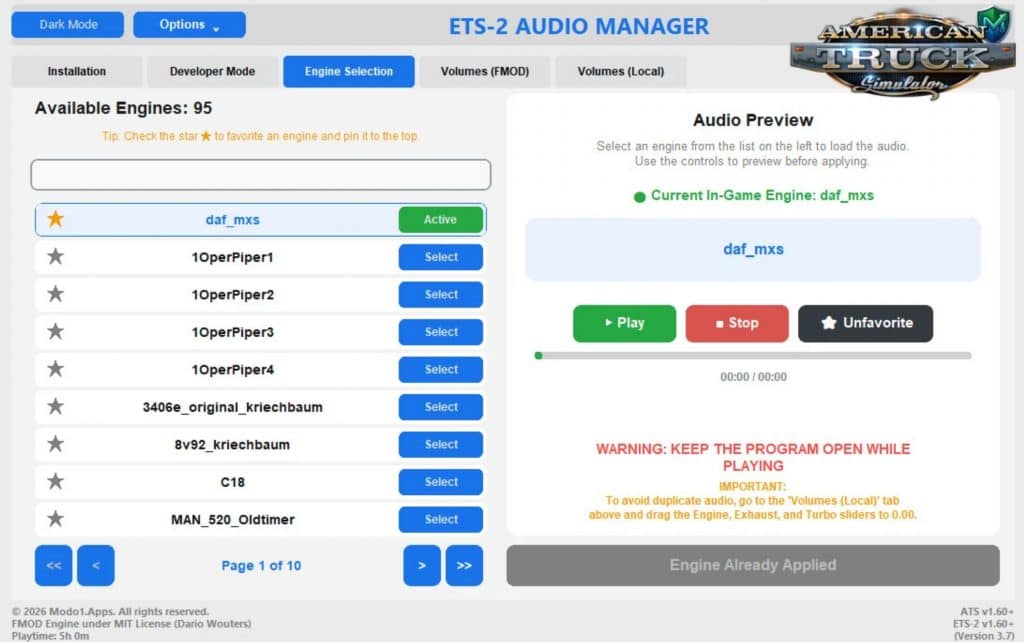 Audio Manager V3.7 (1.60.x)