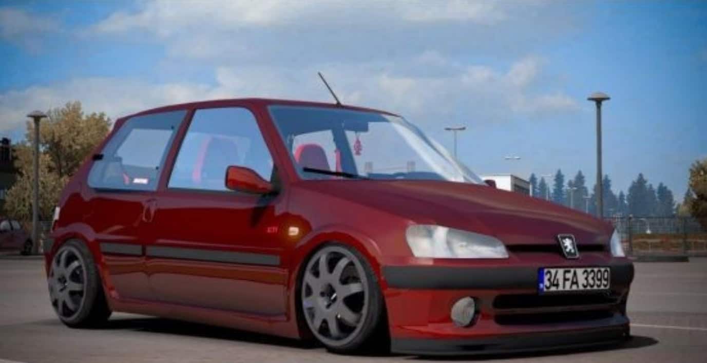 Visão traseira do Peugeot 106 GTi no American Truck Simulator