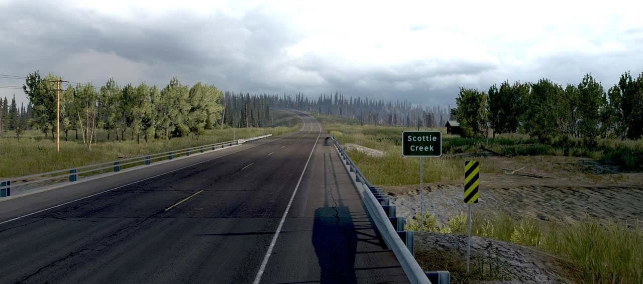 Estrada coberta de neve no mod do Alasca para ATS