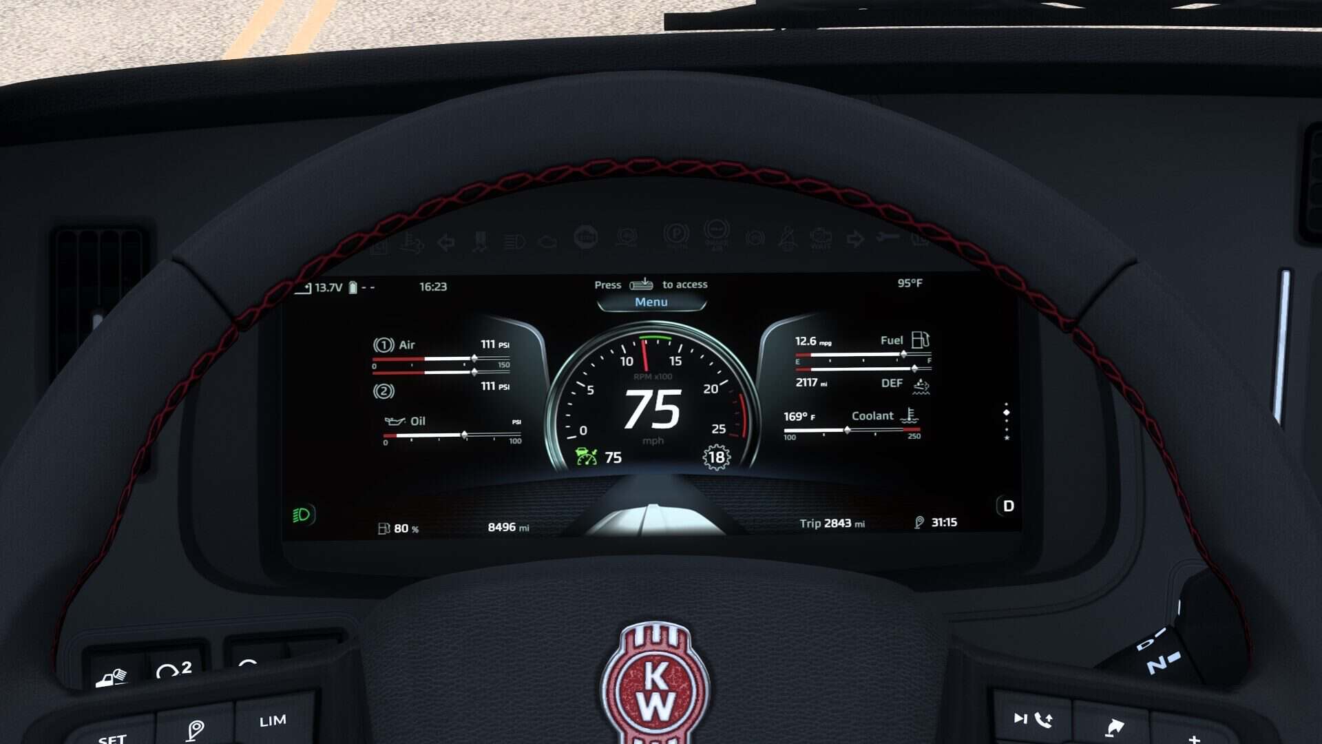 Kenworth T680 Next Gen Improved Dashboard