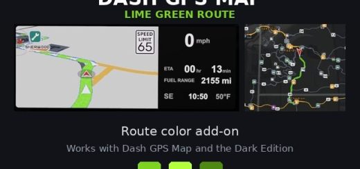 Dash GPS Map – Lime Green Route