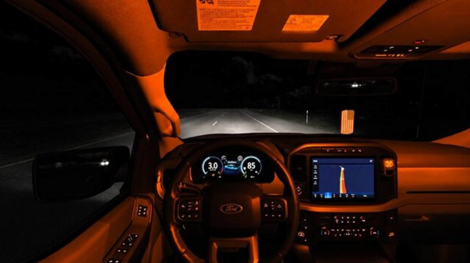 Road Trip Ford Neon Orange Cabin Light